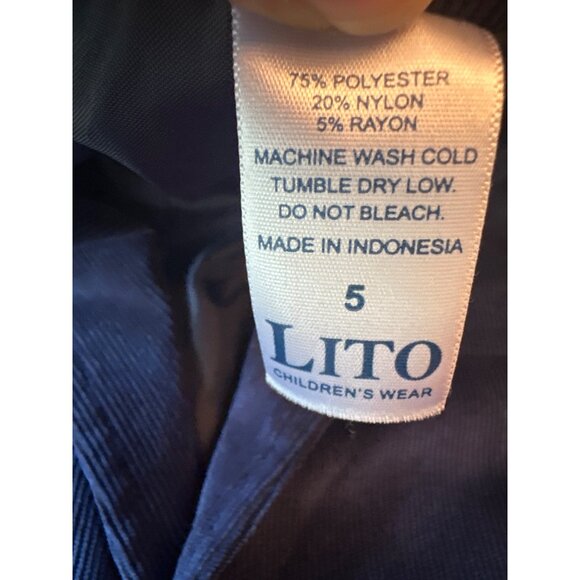 Lito Childrens Wear Navy Corduroy Blazer Jacket Size 5 Polyester Blend - Picture 3 of 4